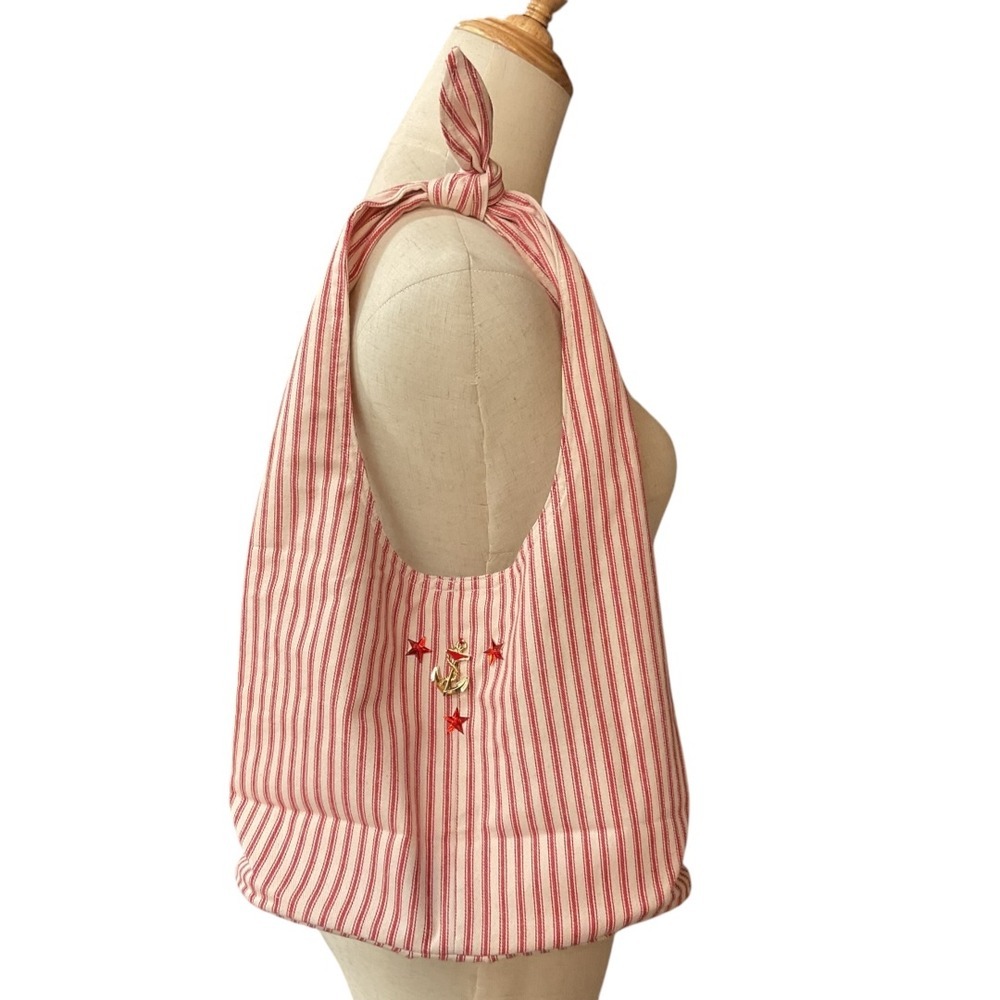 Striped Hobo Bag Red White Nautical Anchor Stars Tie Strap Shoulder Bagβ